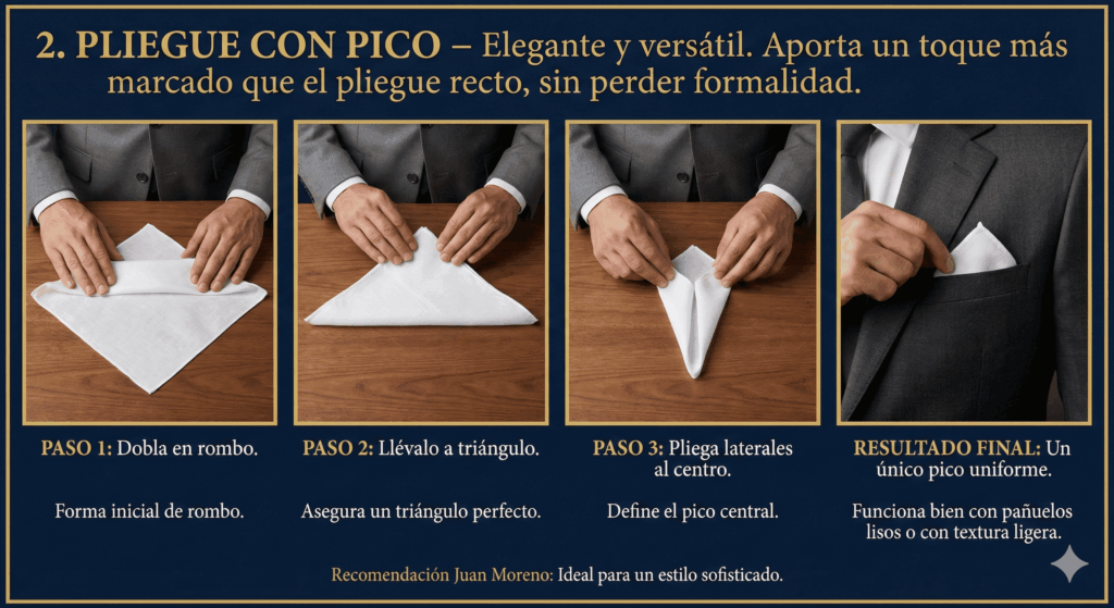 como se hace un pliegue de pañuelo con pico